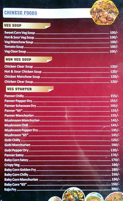 Menu of Veeru's The Village Restaurant, Yeshwantpur, .